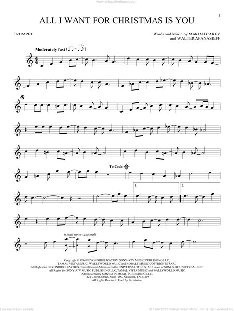 trumpet sheet music christmas